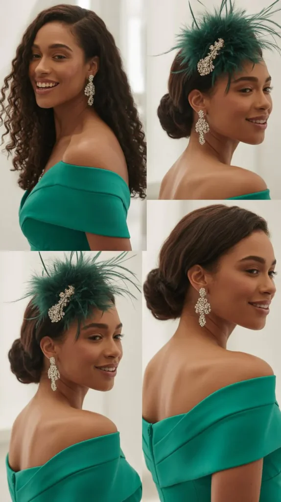 14. Off-Shoulder Dress with Statement Earrings and Hat
