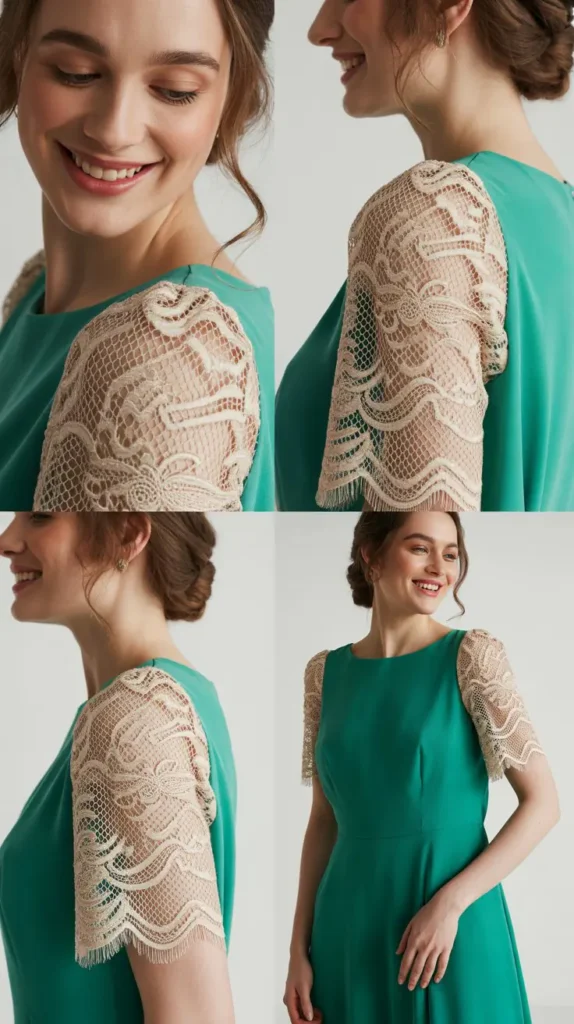 17. Contrasting Sleeve Details with Solid Dress Base