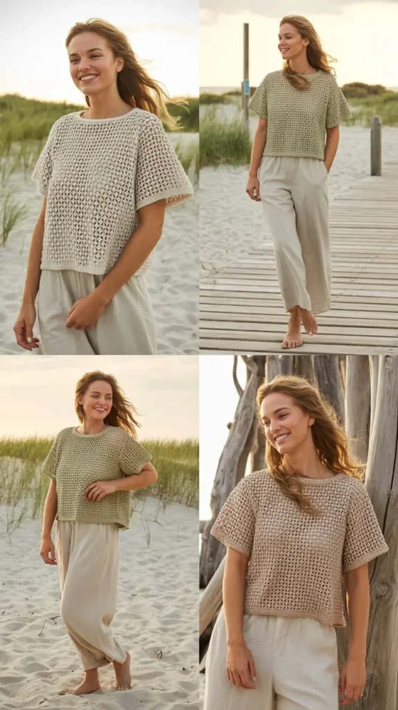 Crochet Top with Linen Pants