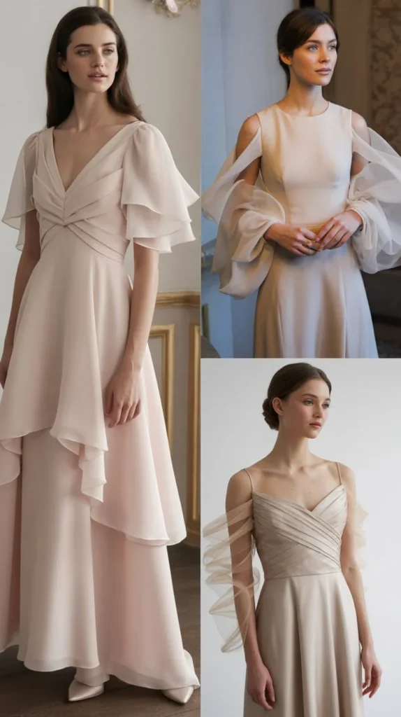 24. Layered Sheer and Solid Fabric Contrast