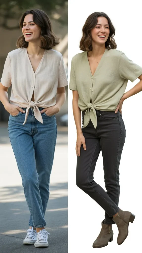 . Tie-Front Top with Jeans