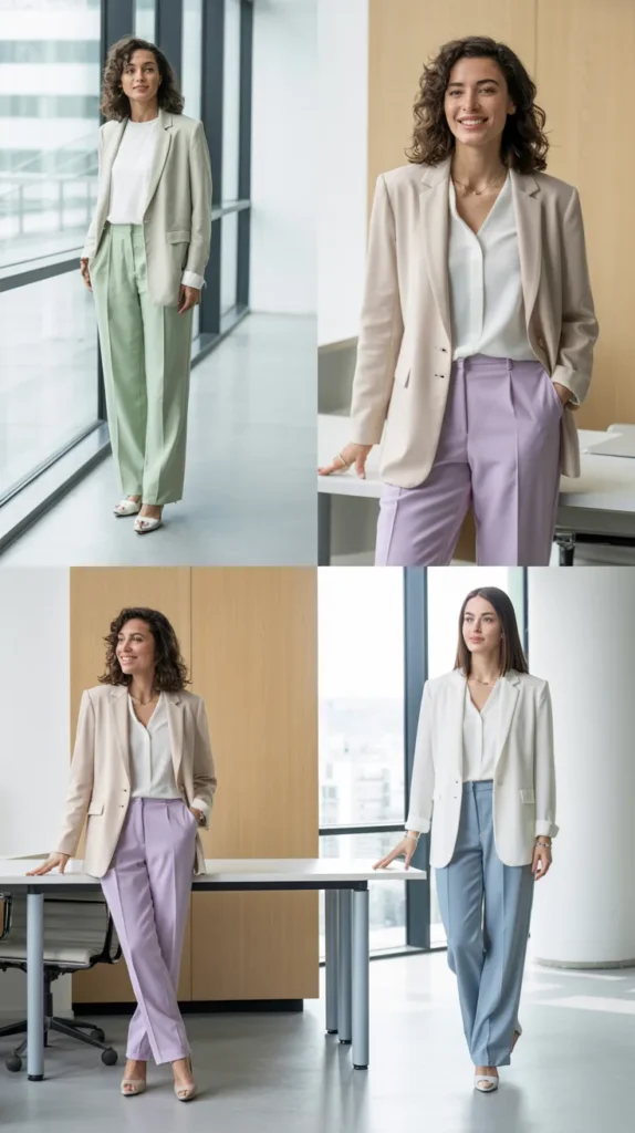 Classic Blazer with Pastel Trousers