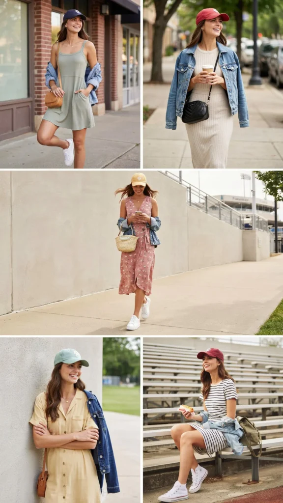 6. Casual Baseball Dress with Sneakers