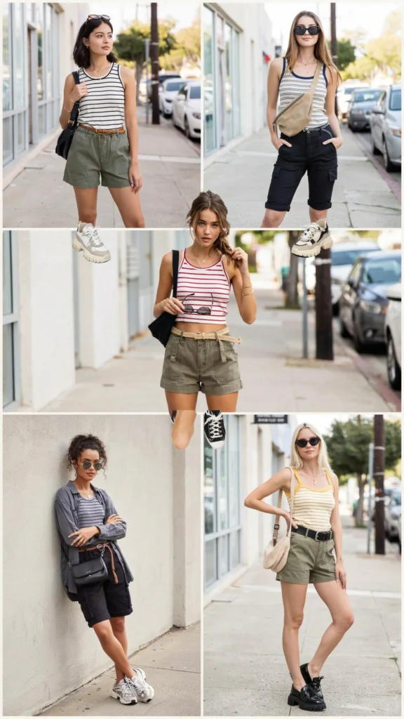 Striped Tank Top with Cargo Shorts