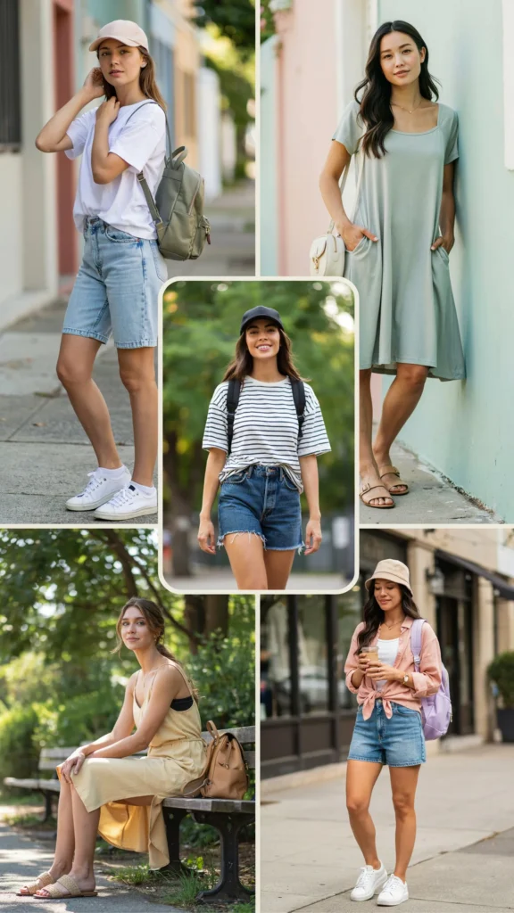 Casual Dress with Denim Shorts Underneath
