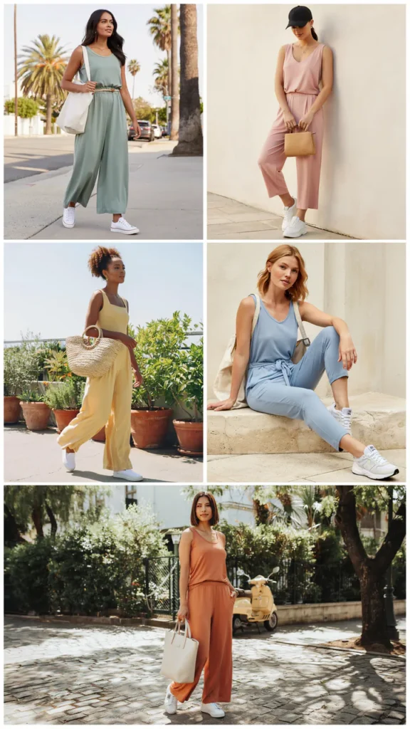 Sleeveless Jumpsuit with Sneakers