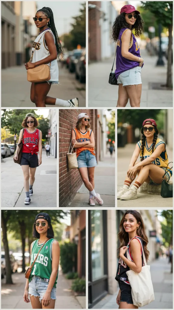 Basketball Jersey with Denim Cutoffs