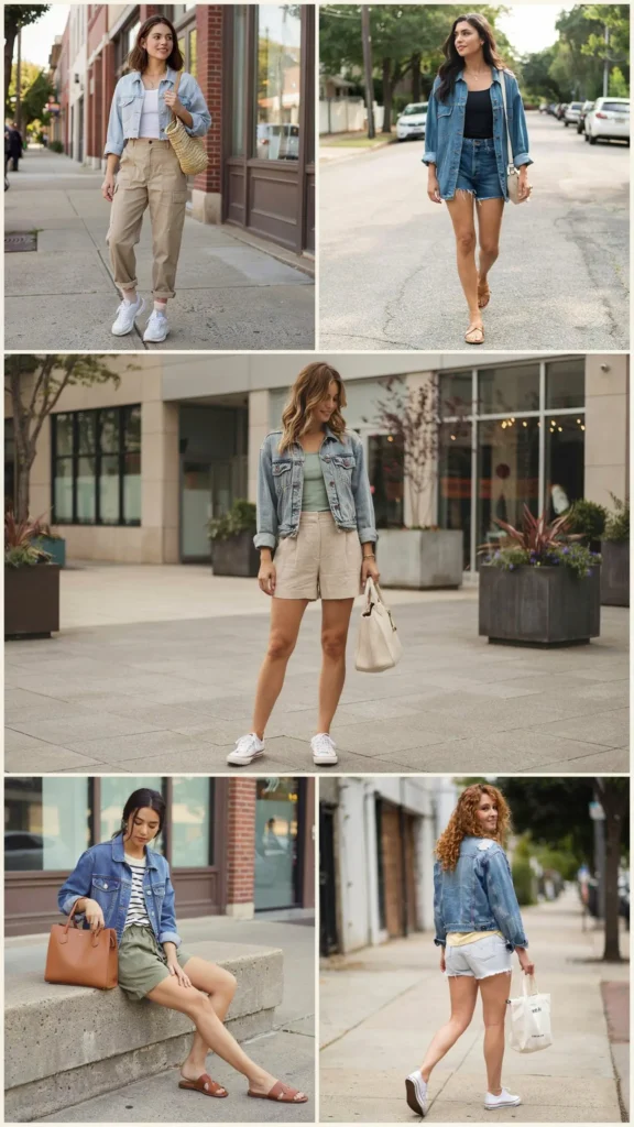 Denim Jacket with Tank and Shorts