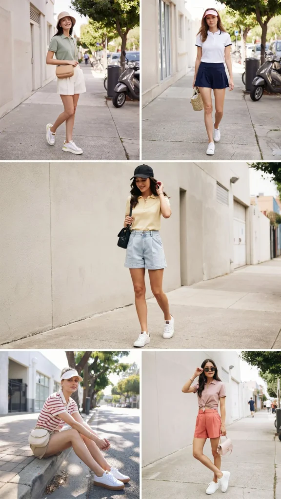 Polo Shirt with Pleated Shorts