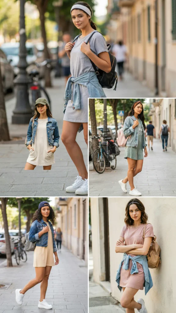 Casual T-Shirt Dress with Sneakers