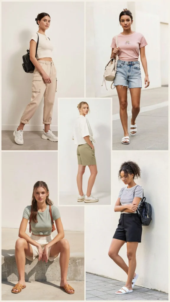 Cropped Tee with High-Waist Shorts