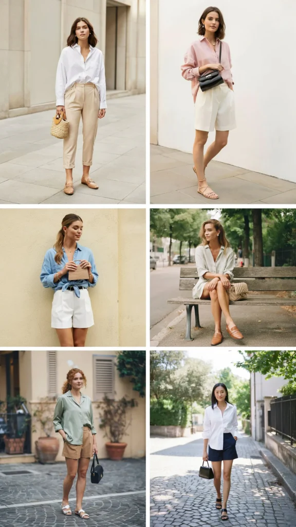 Button-Up Shirt with Tailored Shorts