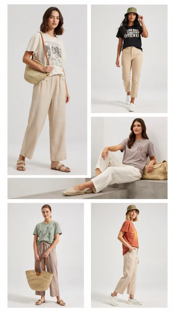 Graphic T-Shirt with Linen Pants