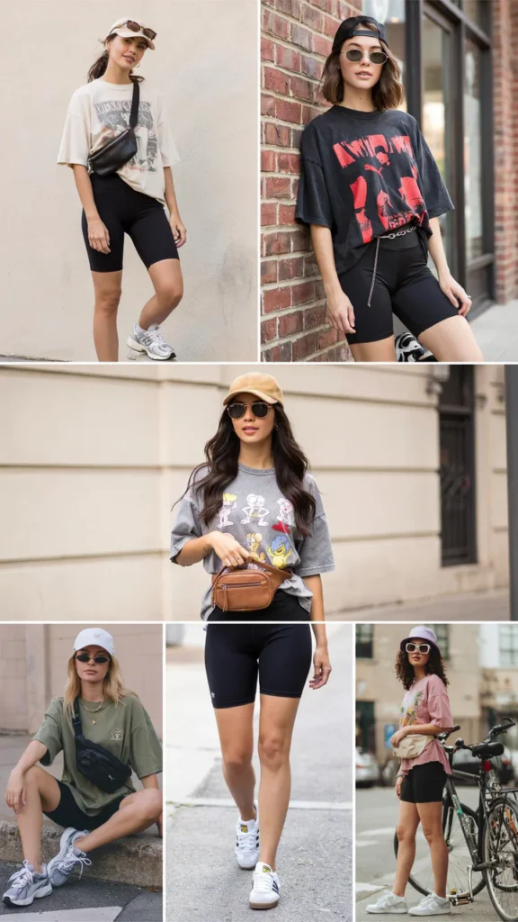 Graphic T-Shirt with Biker Shorts