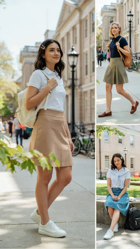 Polo Shirt with A-Line Skirt