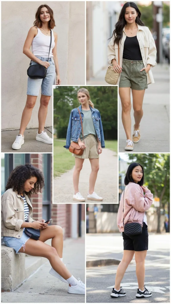  Light Jacket with Shorts and Sneakers