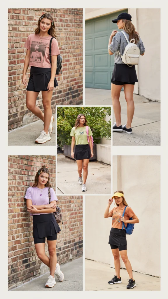 Colorful Baby Tee with Black Skort