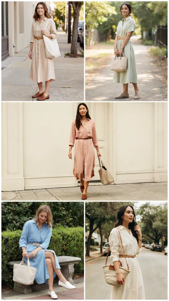 Casual Shirt Dress with Belt