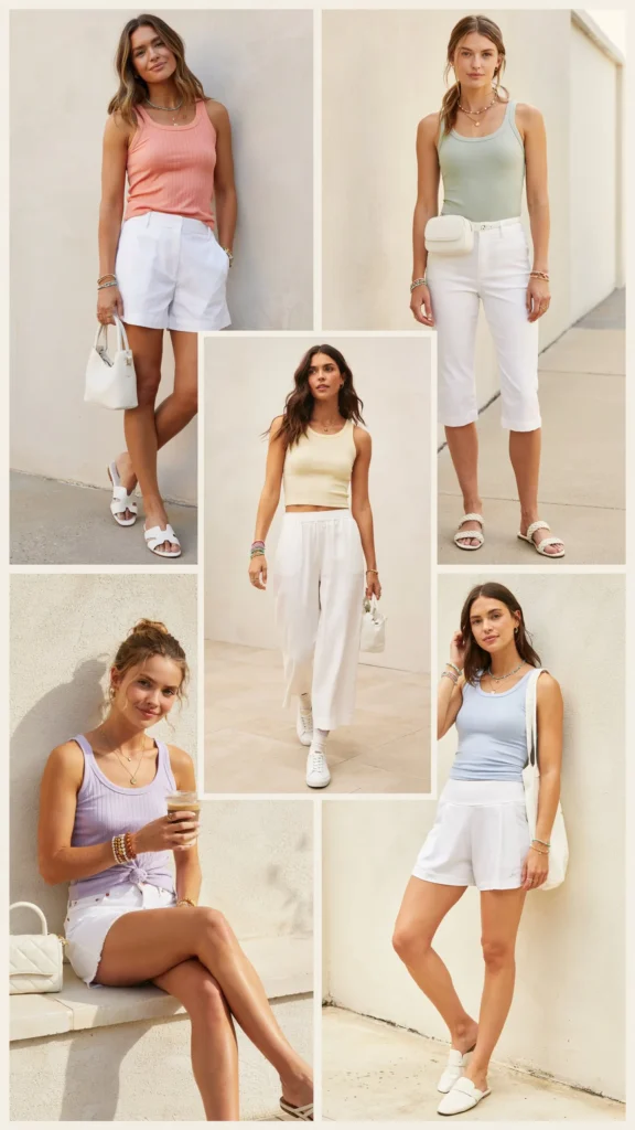 Colorful Tank with White Shorts