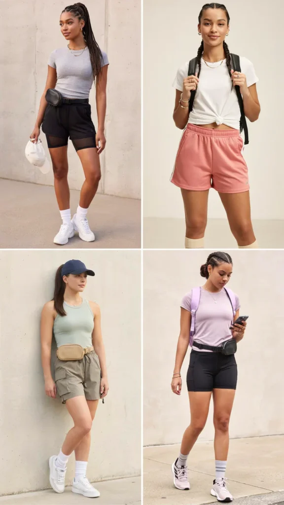 Sporty Track Shorts with Fitted Tee