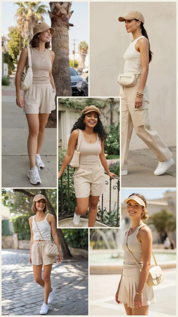 Bright Tank with White Shorts