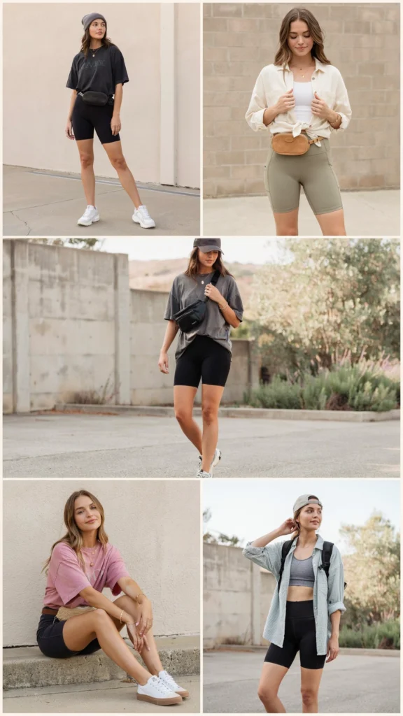 Family-Friendly Oversized Tee with Bike Shorts