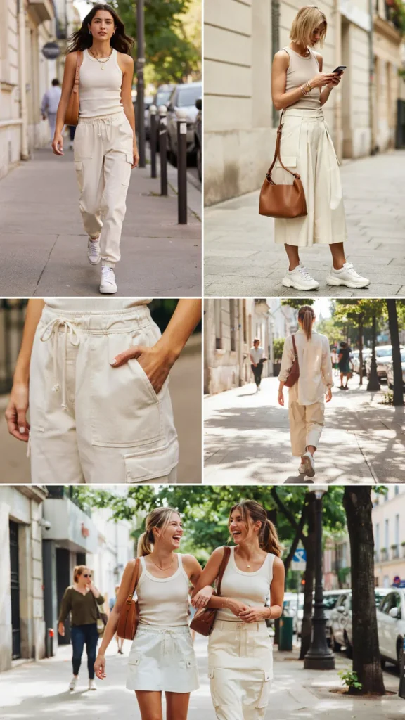 Neutral Tank with Cream Cargo Skirt