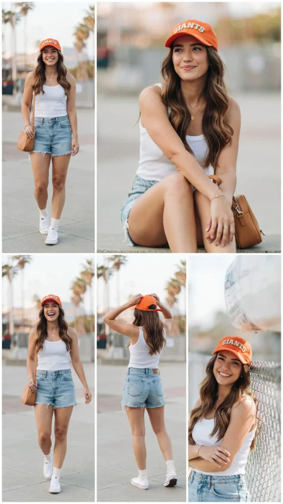 1. White Tank Top with Denim Shorts