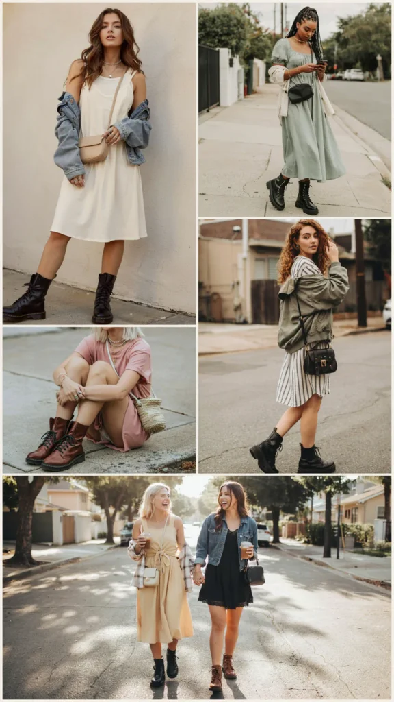Simple Casual Dress with Combat Boots