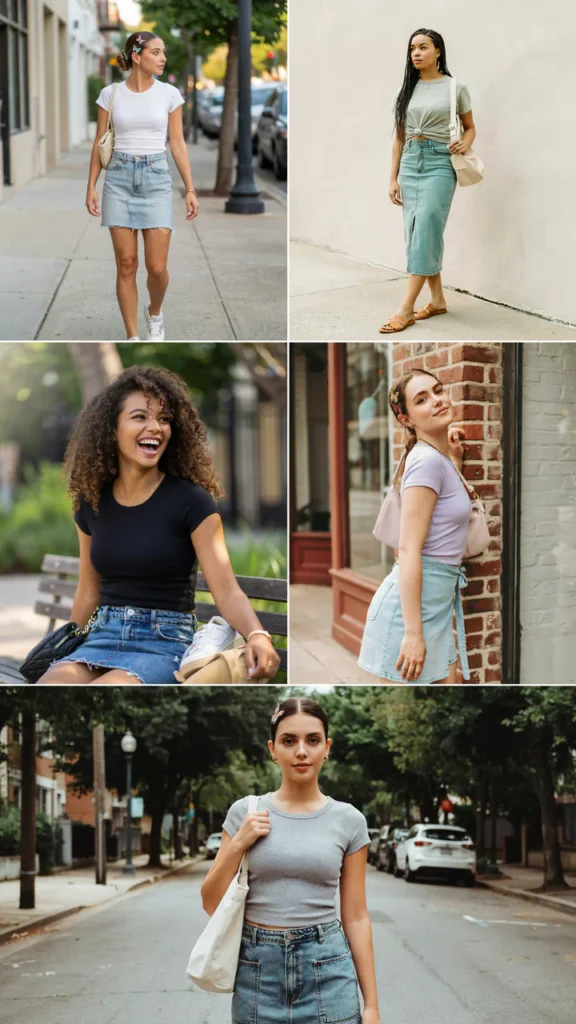 Denim Skirt with Baby Tee