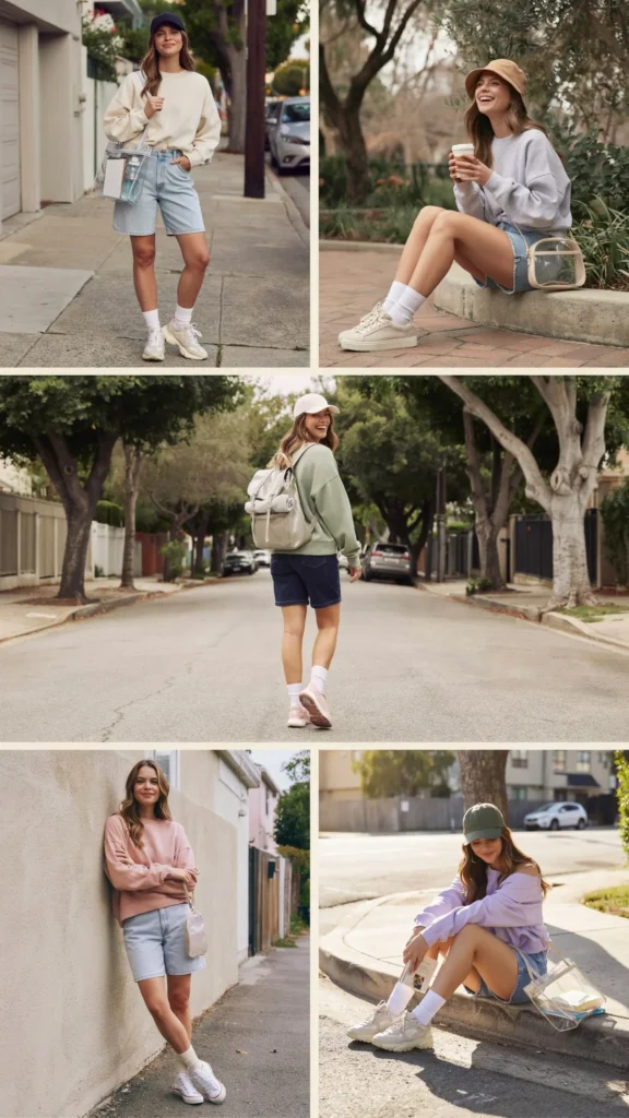 26. Sweatshirt with Denim Shorts