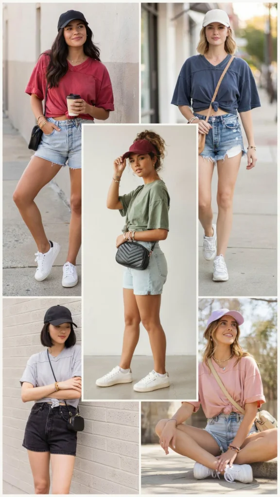 Cropped Jersey with Denim Shorts