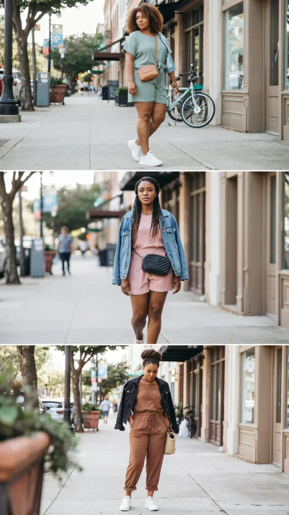 Plus-Size Friendly Romper with Sneakers