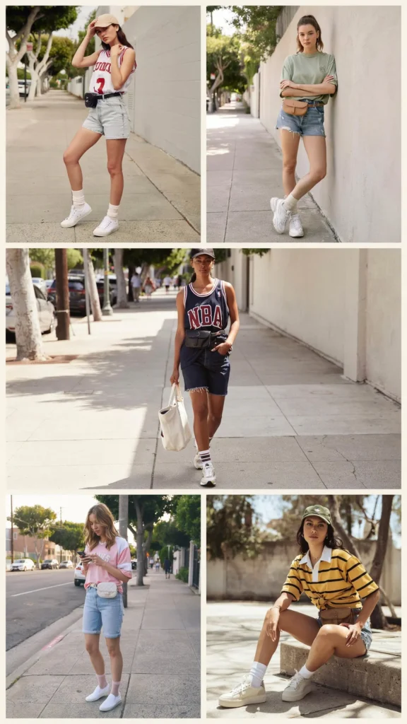 Jersey Top with Denim Shorts
