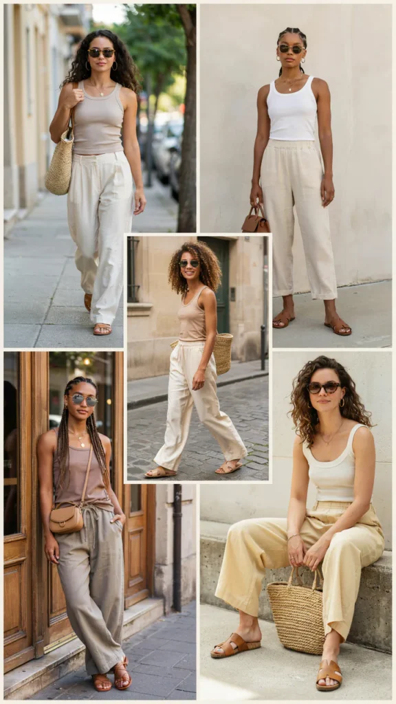Neutral Tank with Linen Pants