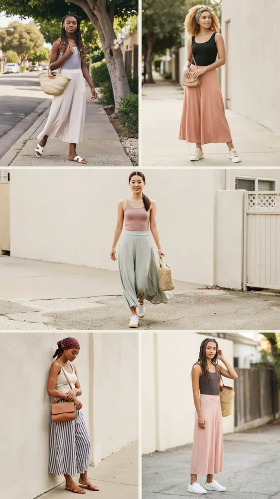 Satin Skirt with a Baby Tee