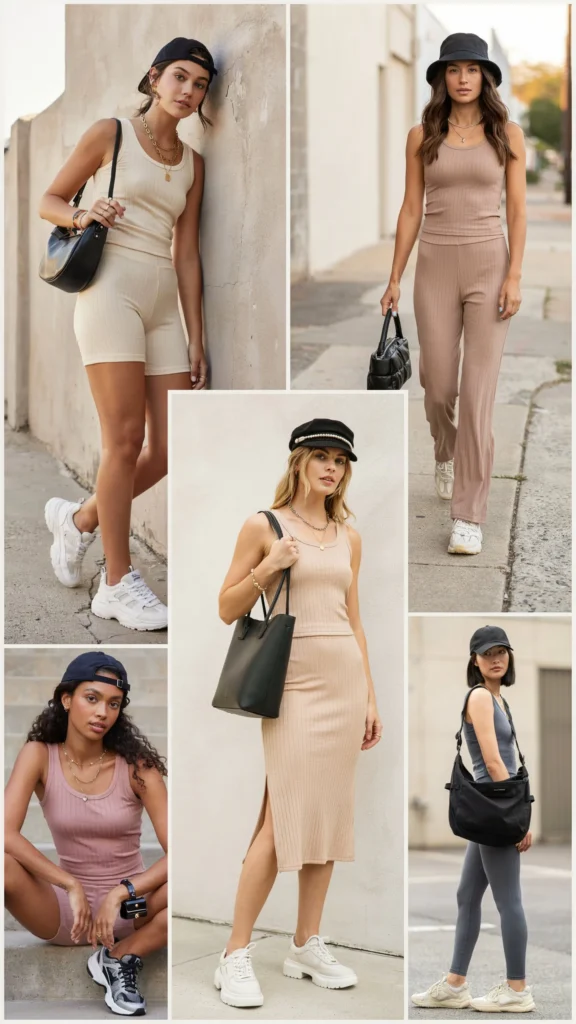 Neutral Ribbed Set with Grunge Accessories