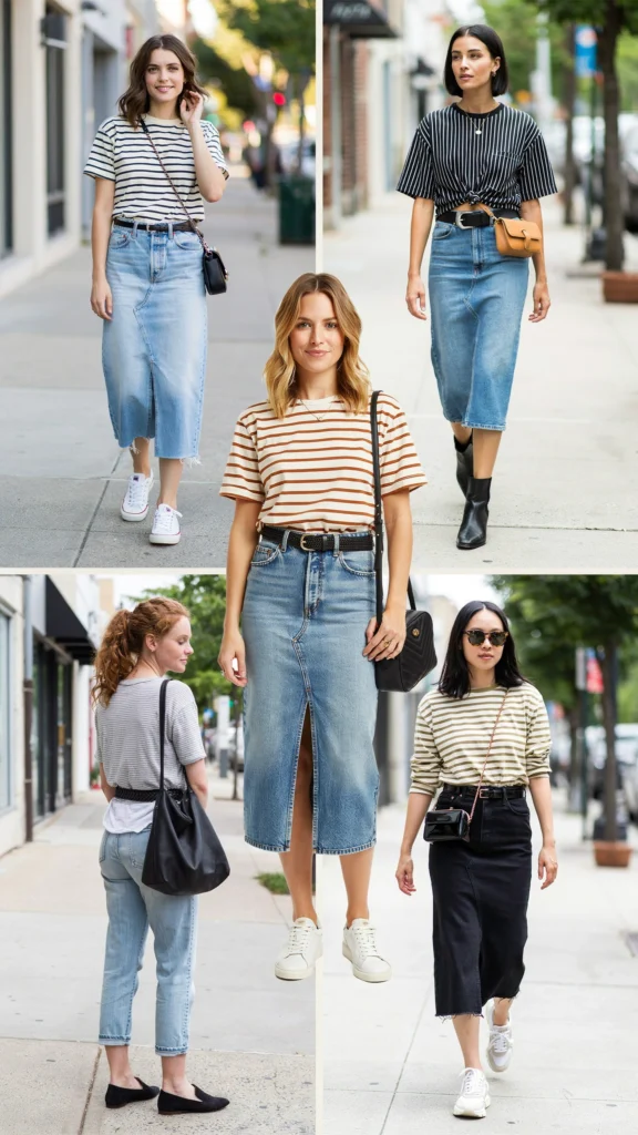Oversized Band Tee with Pleated Skirt