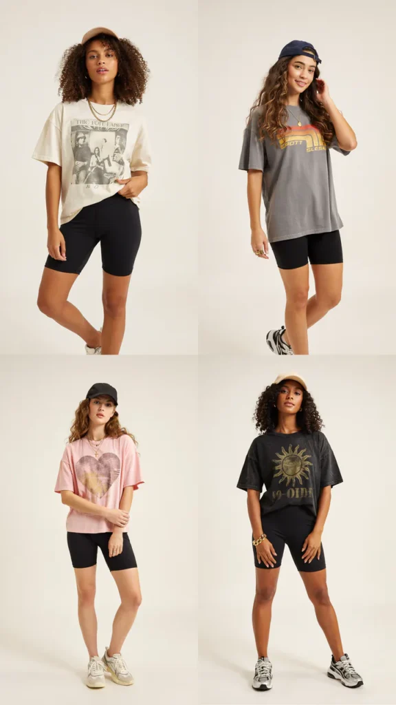 Graphic T-Shirt with Biker Shorts