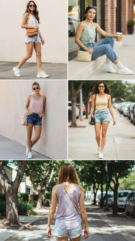 Flowy Tank Top with Denim Shorts