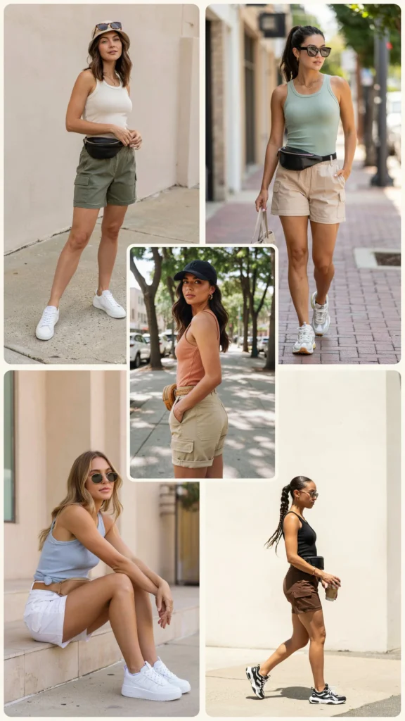 Ribbed Tank with Cargo Shorts