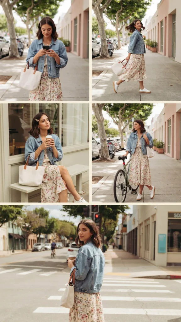 Casual Spring Dress with a Denim Jacket