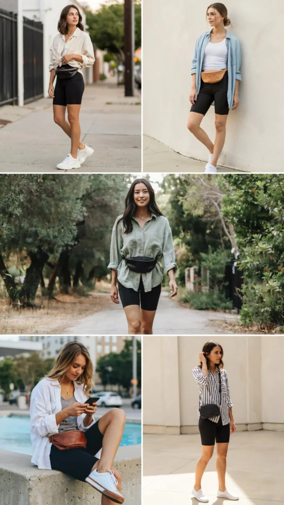 Oversized Shirt with Biker Shorts