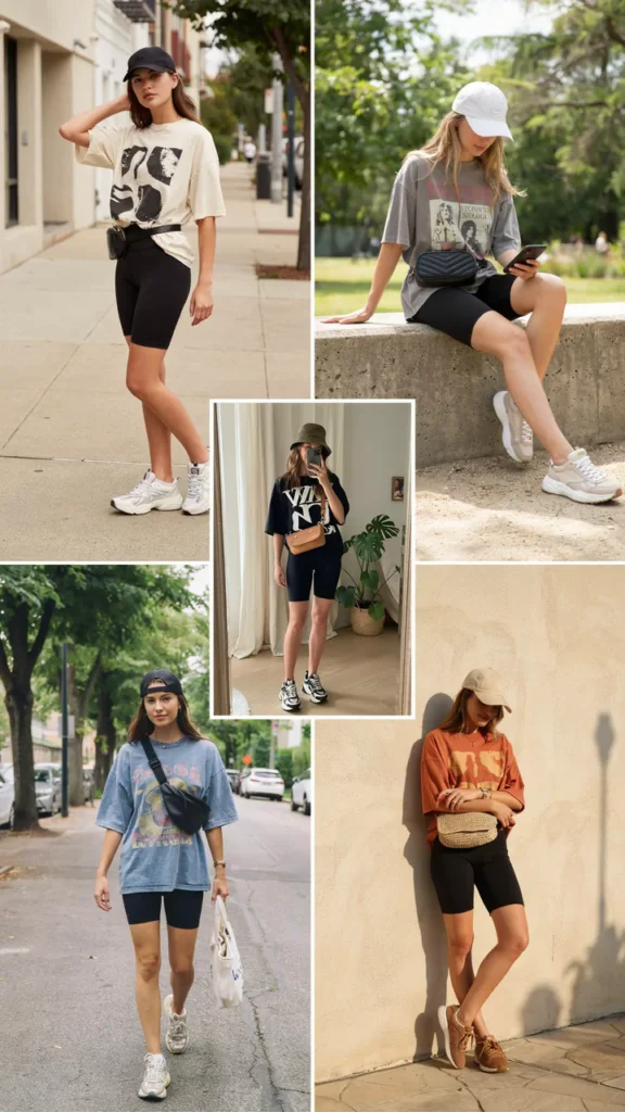 Oversized T-Shirt with Biker Shorts