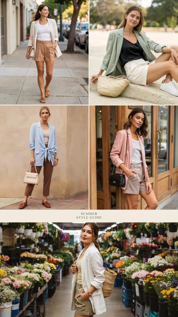 Blazer with Tank Top and Shorts