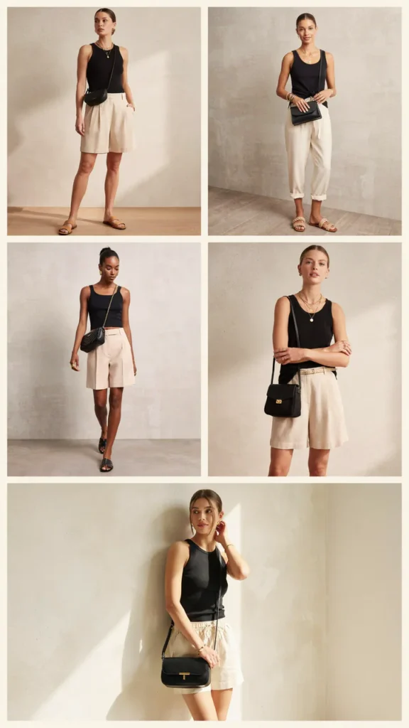 Black Tank with Linen Shorts