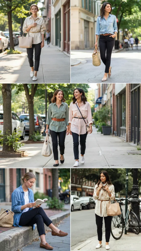 Black Pants with a Casual Dress Layer