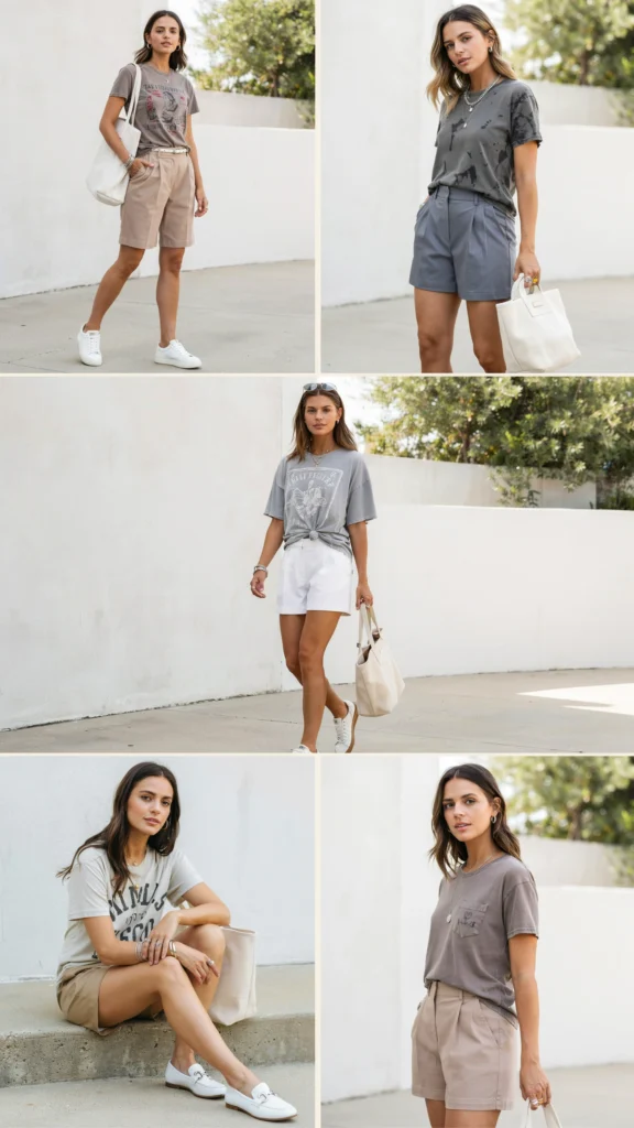 Black Tank Top with Denim Bermuda Shorts