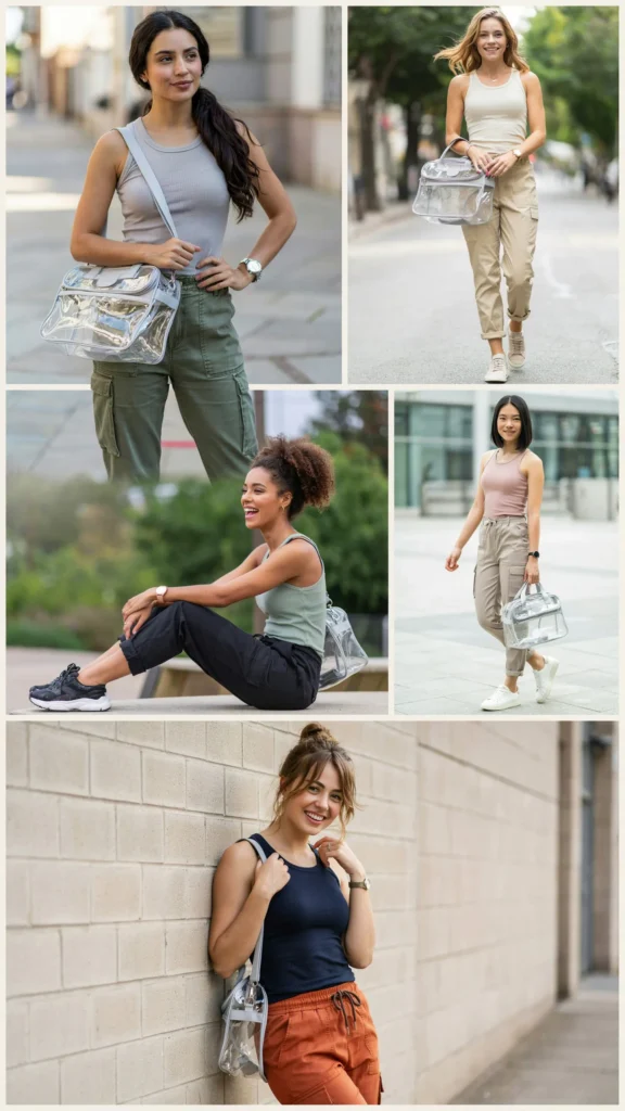 Ribbed Tank Top with Cargo Pants