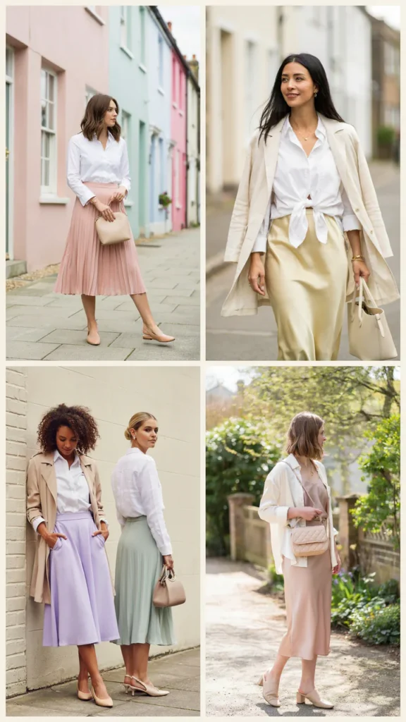  Chic White Shirt with a Pastel Skirt